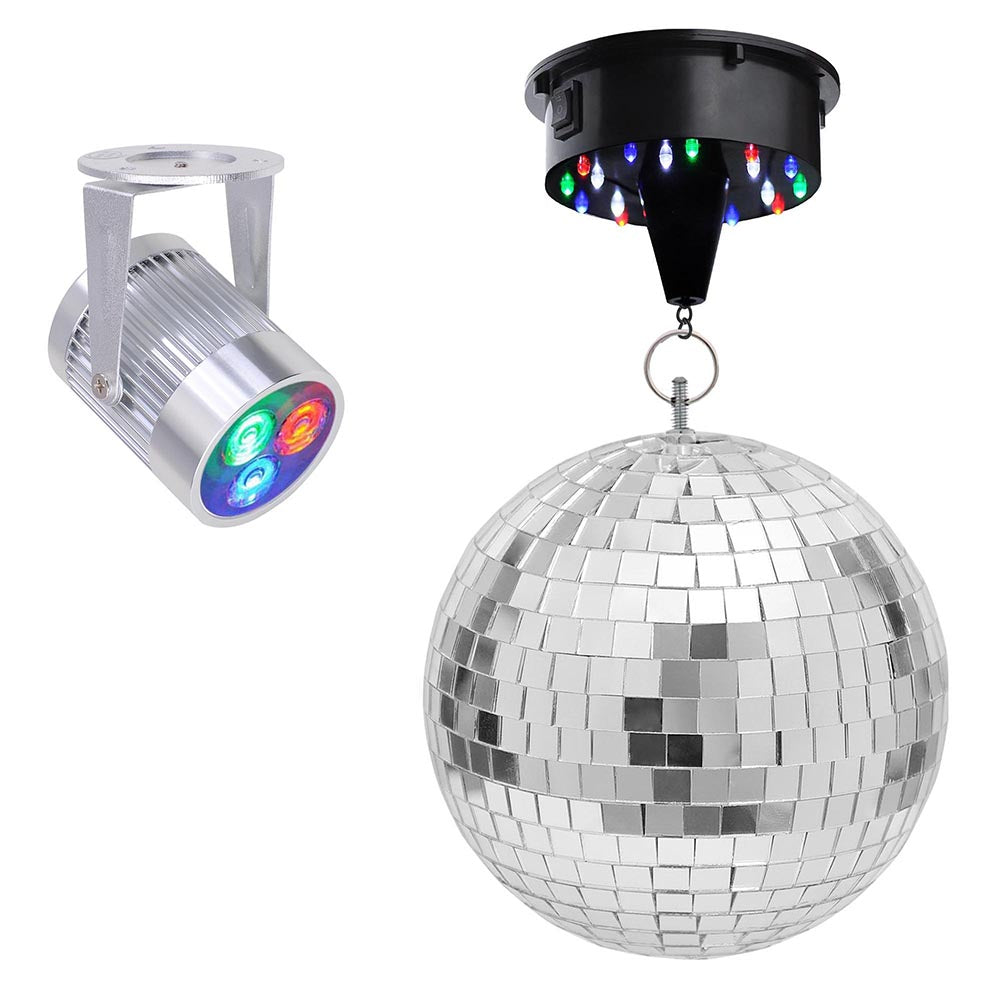 Yescom 12in Mirror Disco Ball DJ Light Set Optional Color, RGB Image
