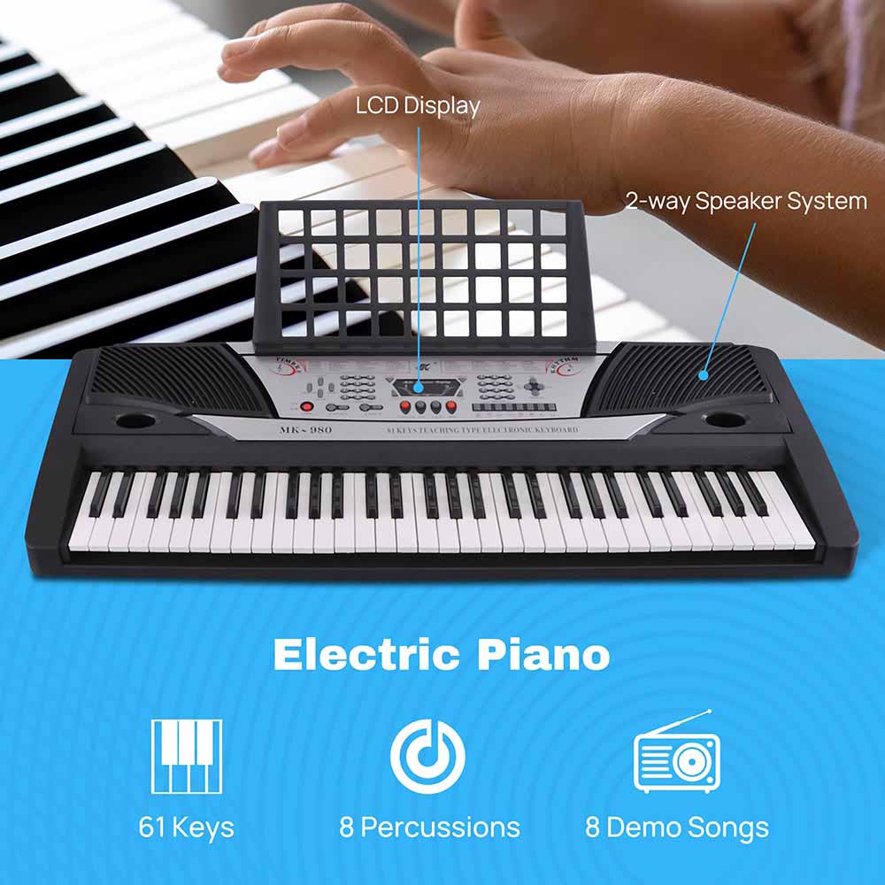 Yescom Musical Electronic Keyboard 61 Keys Instrument Black Image