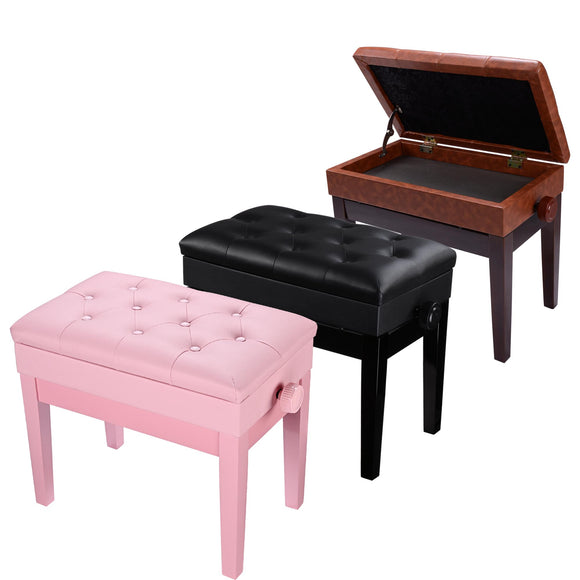 Yescom Piano Bench Leather Seat Adjustable-Height w/ Storage Image
