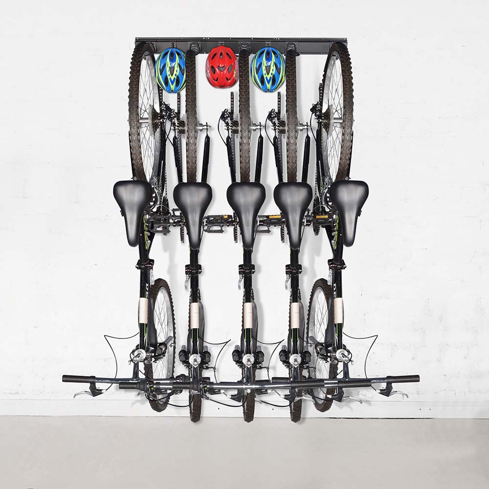 Yescom Bike Rack Garage Vertical Bike Hanger 8-Hooks 3-Rail Image