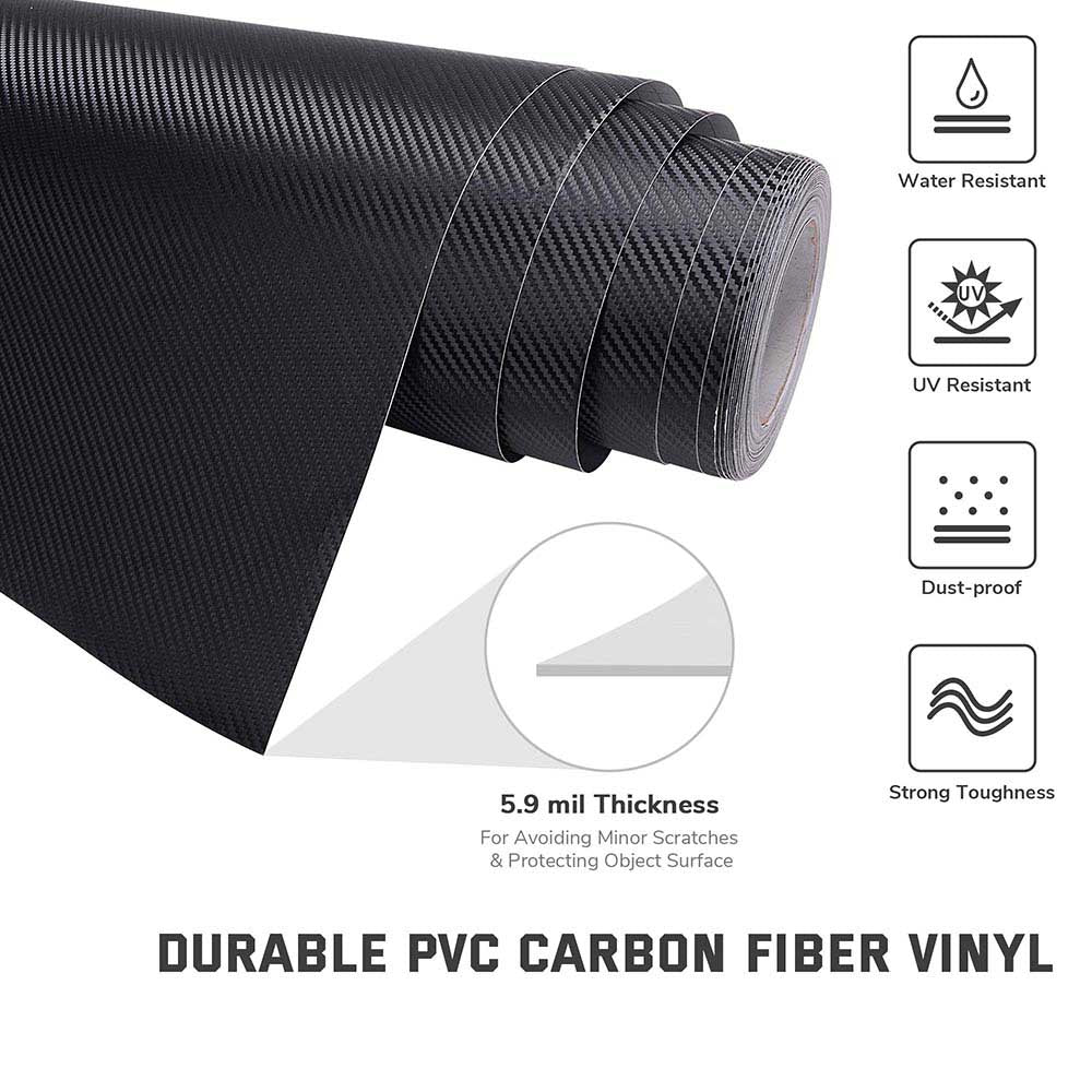 Yescom Carbon Vinyl Wrap Roll 5' x 100' Auto Car 3D Sticker Black Image