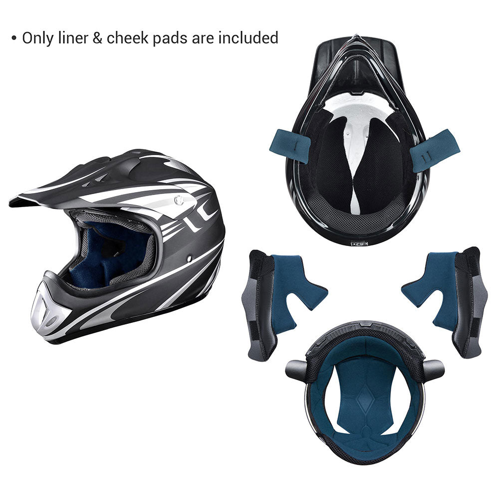 bike helmet cushion AHR H-VEN20 Dirt Bike Helmet Liner & Cheek Pads Replacement M