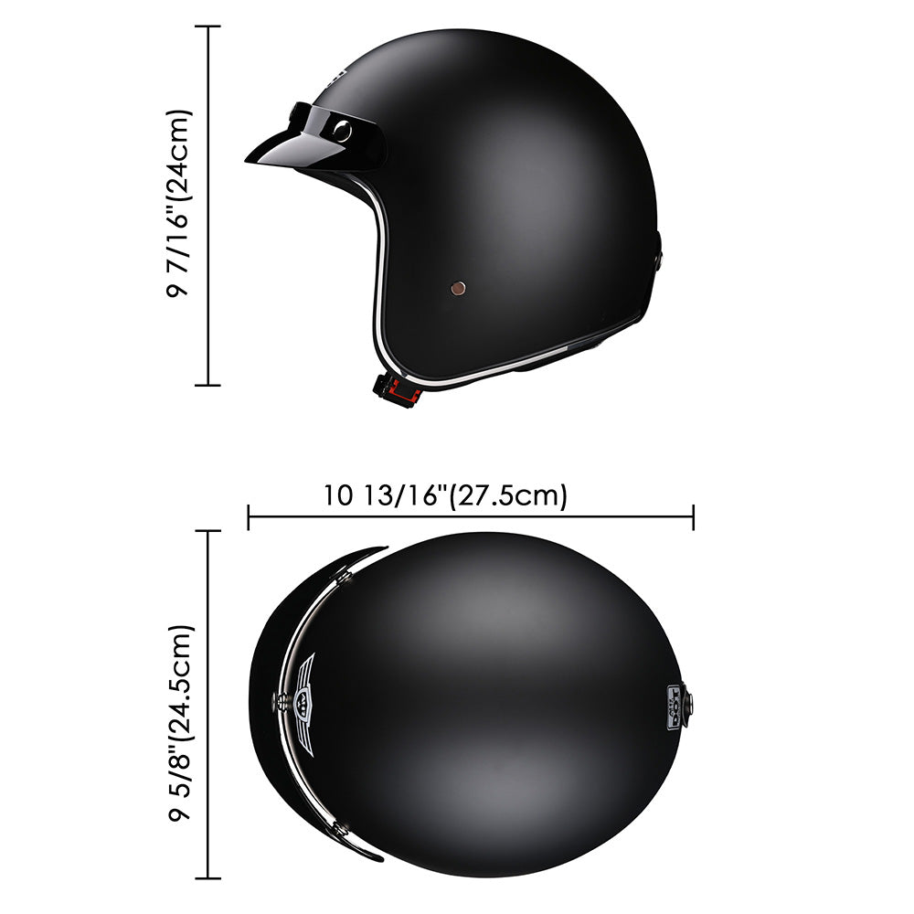 AHR Retro DOT 3/4 Open Face Motorcycle Helmet Visor Matte Black AHR Retro DOT 3/4 Open Face Motorcycle Helmet Visor Matte Black