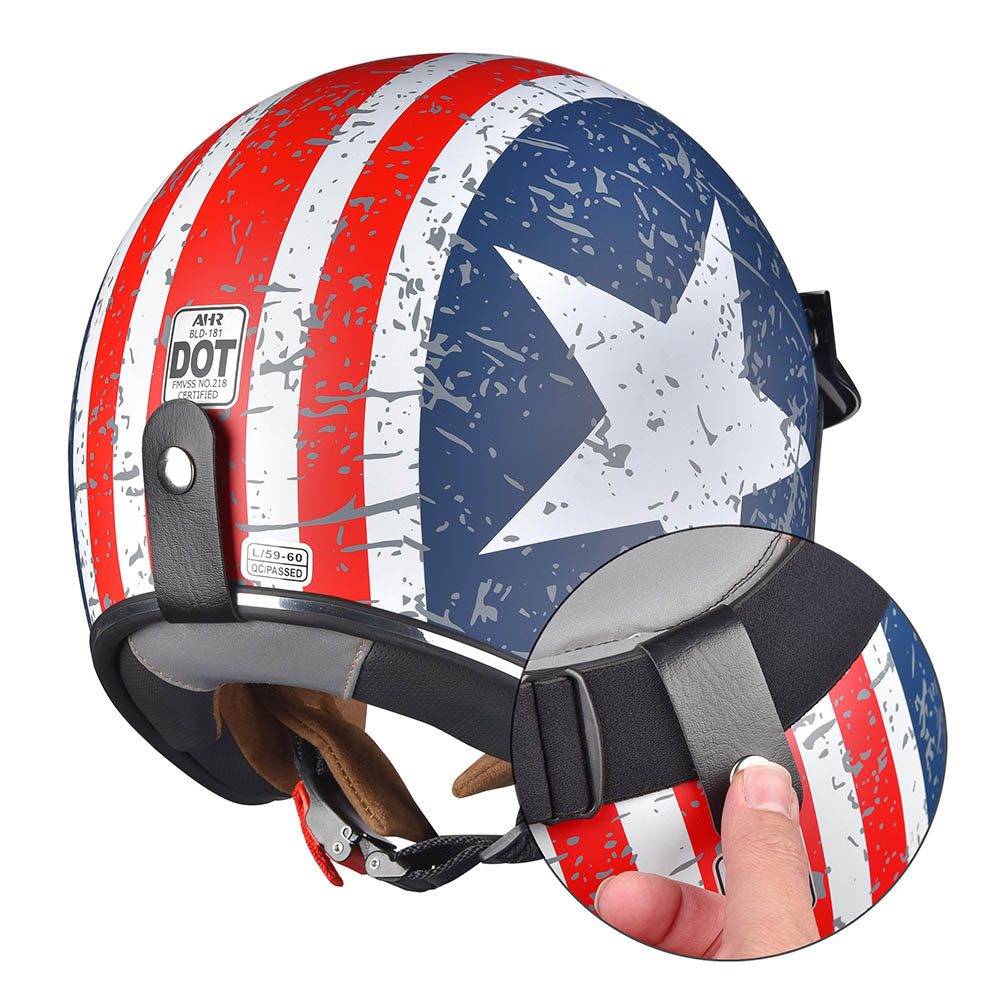 Yescom DOT Motorcycle Helmet Open Face with Visor American Flag, M(57cm) Image