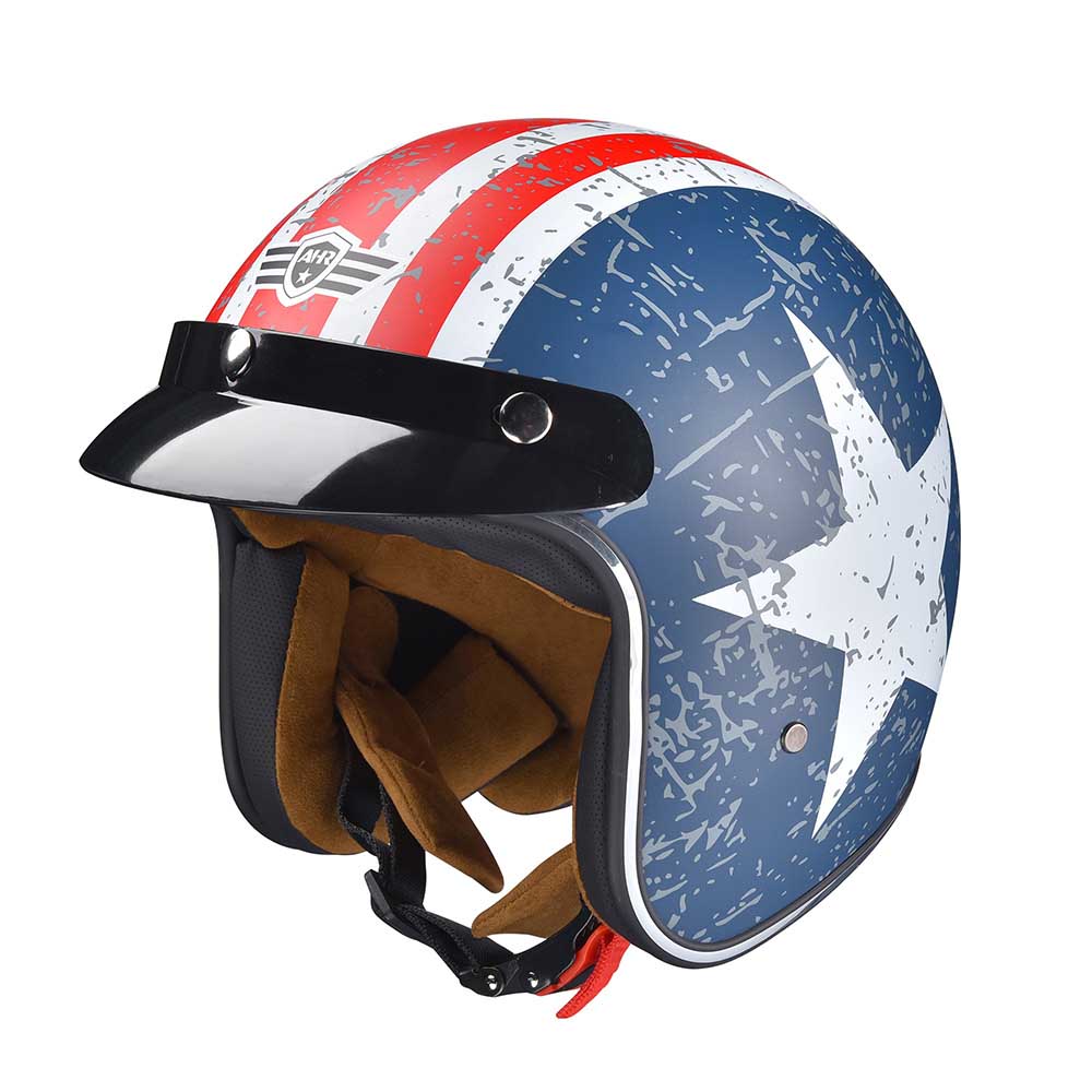 Yescom DOT Motorcycle Helmet Open Face with Visor American Flag, S(55cm) Image