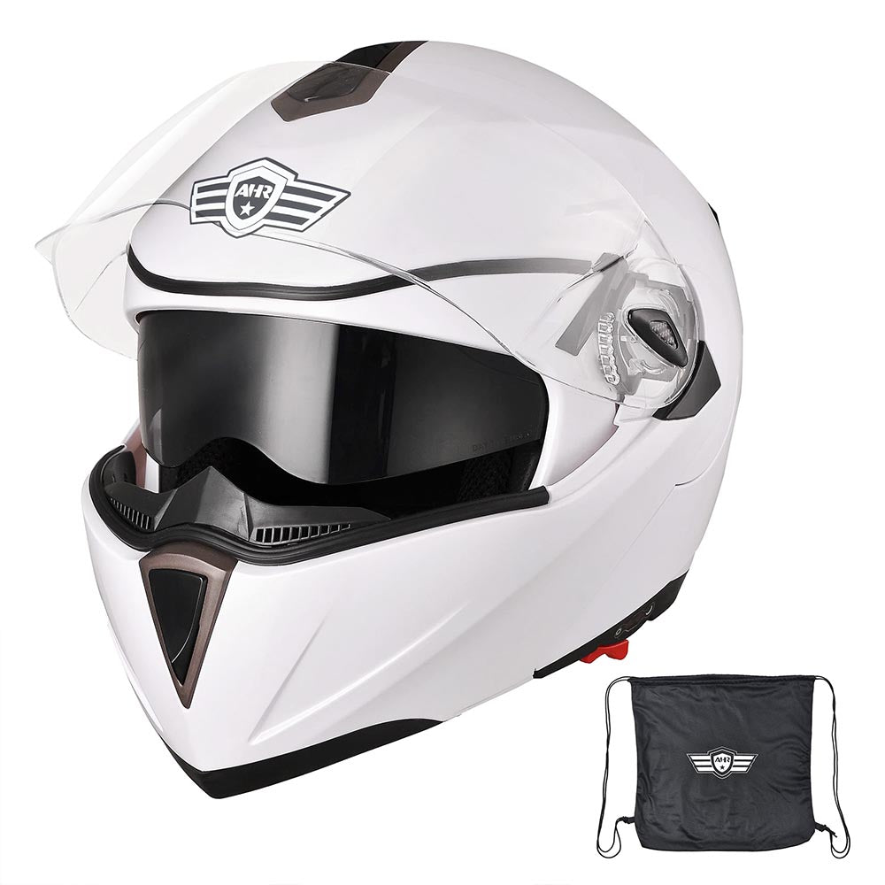 Yescom Modular Helmet Flip Up Full Face Dual Visors DOT White, XL Image