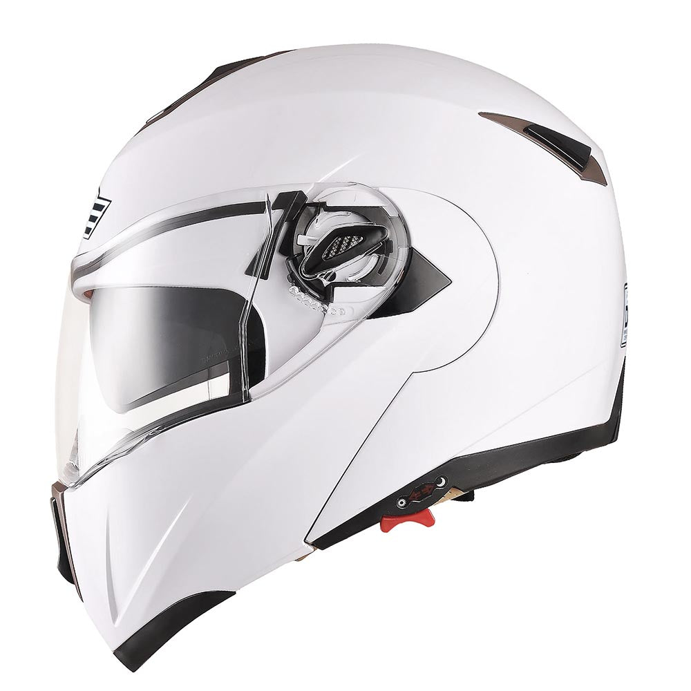 Yescom Modular Helmet Flip Up Full Face Dual Visors DOT White, L Image
