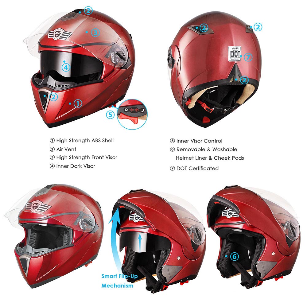 ahr motorcycle helmet modular flip up full face Flip Up Full Face Dual Visor Motorcycle Helmet Flip Up Modular Full Face  Motorcycle Helmet Dual