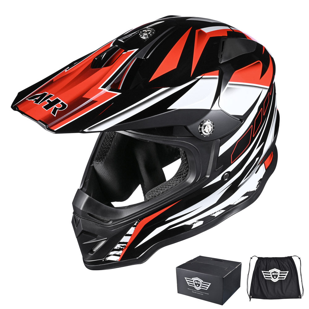 Yescom DOT Dirt Bike Motocross Helmet Black Red, L(59-60cm) Image