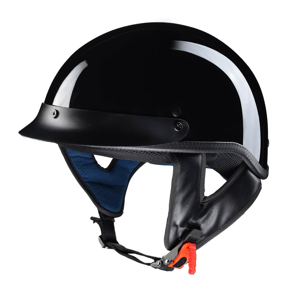 Yescom RUN-C Half Helmet Glossy Black Chopper Motorcycle Helmet DOT, S Image