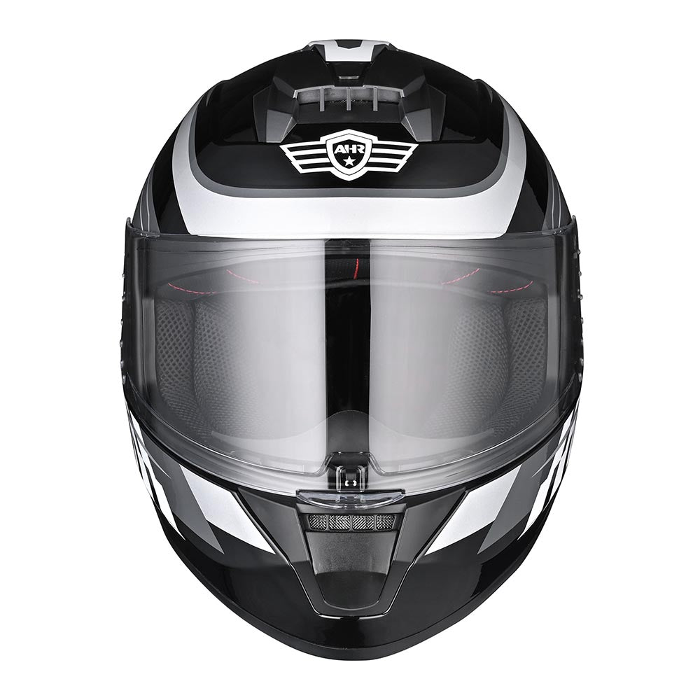 AHR RUN-F3 DOT Motorcycle Helmet Full Black Gray AHR RUN-F3 DOT Motorcycle Helmet Full Black Gray