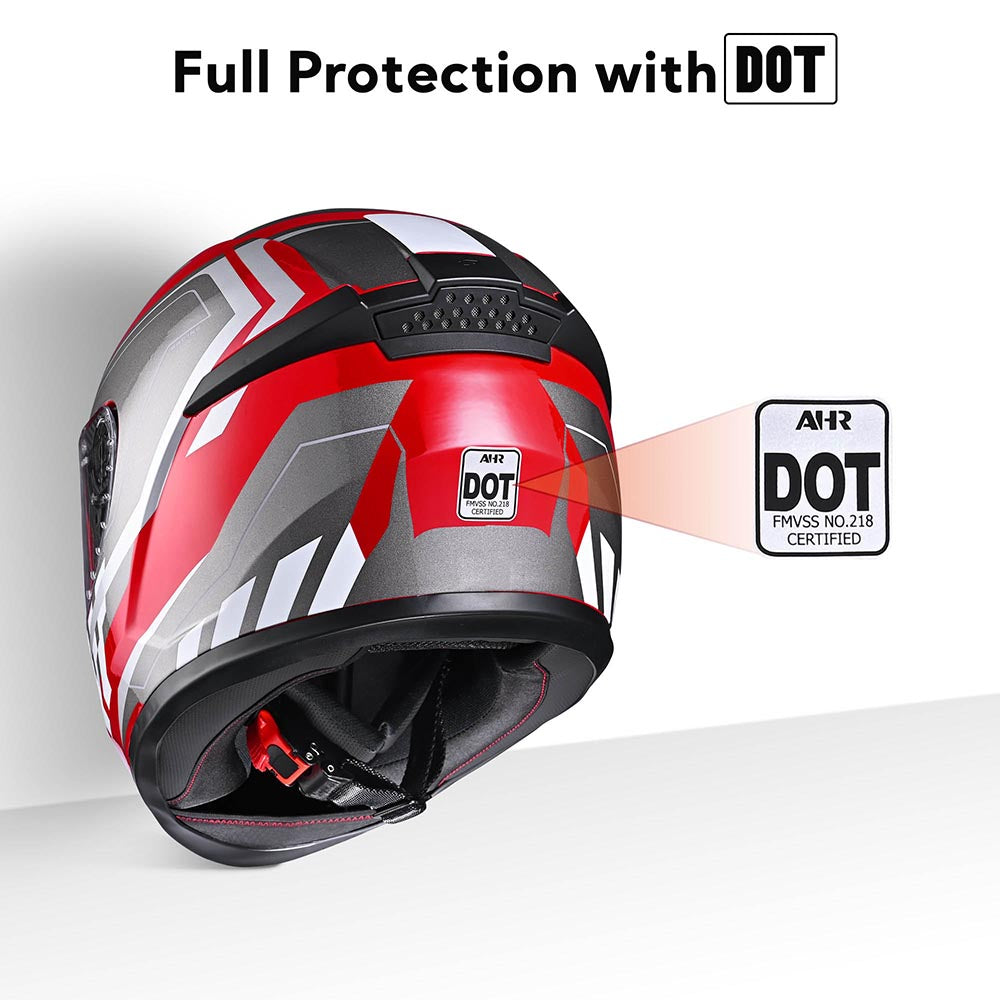 Yescom RUN-F3 DOT Motorcycle Helmet Full Face Red Image