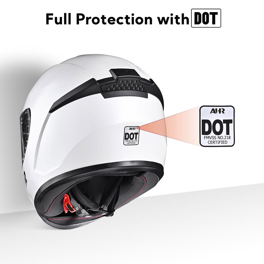 dot ratings motorcycle helmets AHR RUN-F3 DOT Motorcycle Helmet Full White