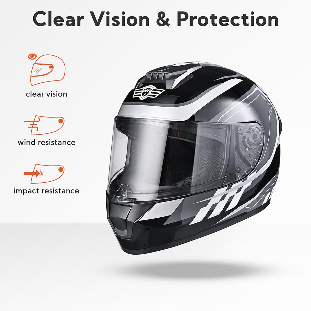 Yescom RUN-F3 DOT Motorcycle Helmet Full Black Gray Image