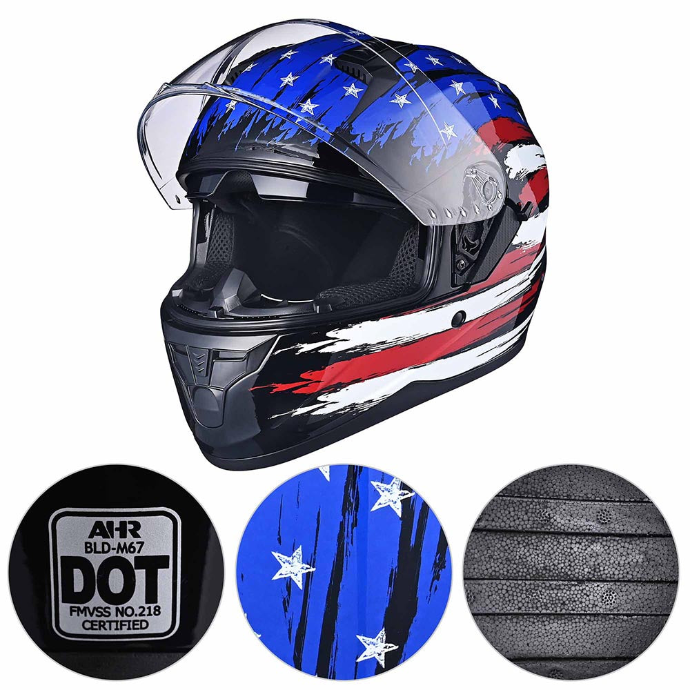 ahr motorcycle helmet RUN-F DOT Full Face Dual Visor Flag Smallest & Lightest Low Polo Half Helmet - Carbon Fiber Black Motogp Rossi Agv Corsa Overall Dimension(LxWxH) Colors:Multicam