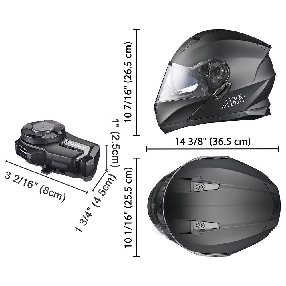 Yescom RUN-M3 Modular Helmet w/ Bluetooth Flip Up DOT Matte Black Image