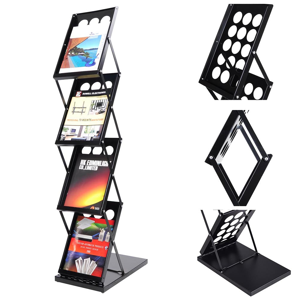 Yescom Collapsible Literature Rack Display Stand 4 Pocket w/ Bag Image