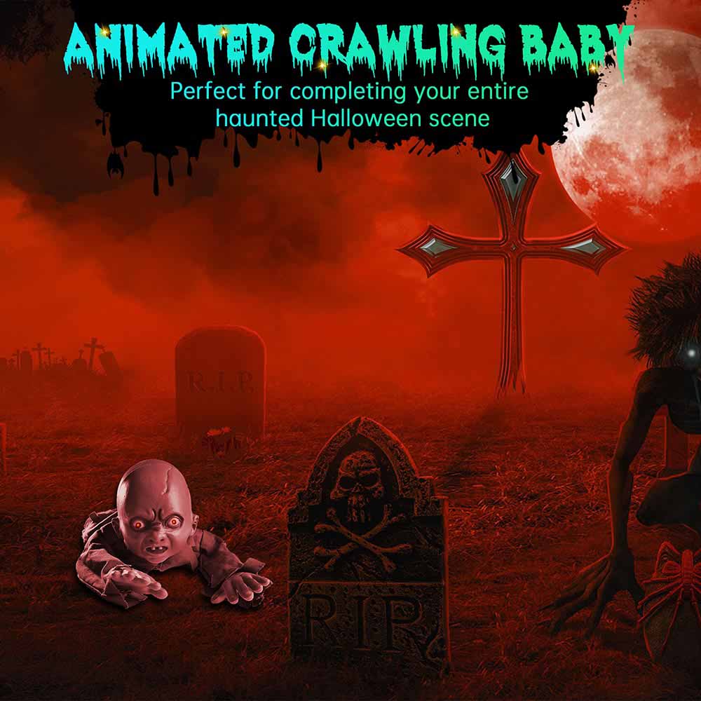 Yescom Animated Crawling Baby Zombie Halloween Decoration Prop Image