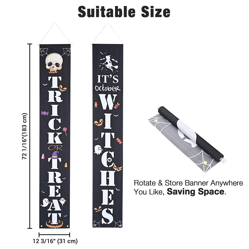 Yescom Halloween Decorations Door Signs Trick or Treat Witches 2-Pack Image