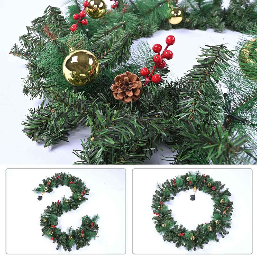 Yescom Pre-lit Christmas Pine Garland with Lights 9ft Battery Operated Image