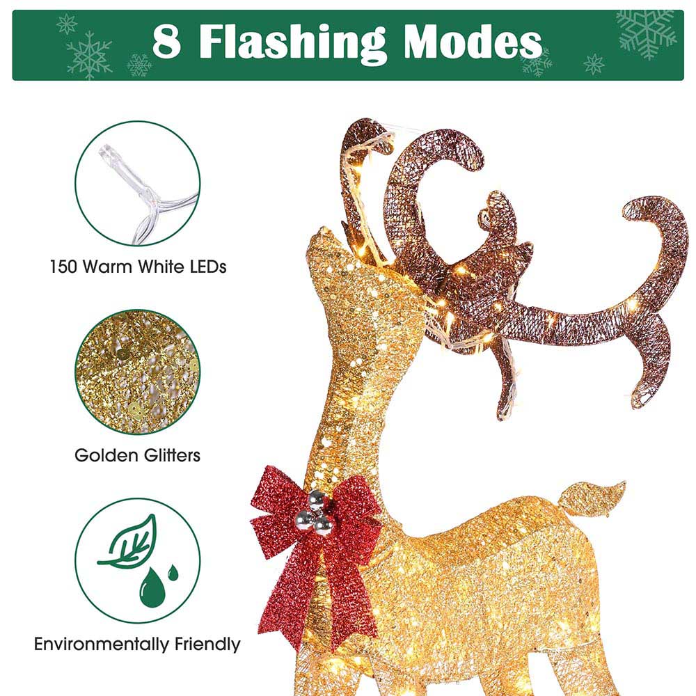 Yescom 3.6ft Outdoor Lighted Reindeer Decorations 1-piece(Buck) Image