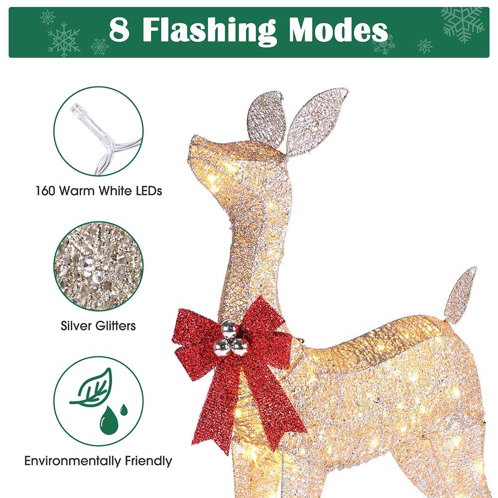 Yescom Outdoor Lighted Reindeer Family 2-piece(Doe & Fawn) Image