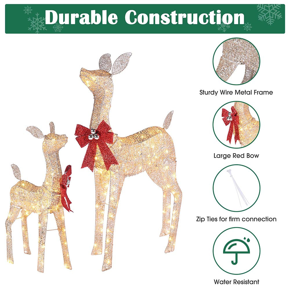 Yescom Outdoor Lighted Reindeer Family 2-piece(Doe & Fawn) Image