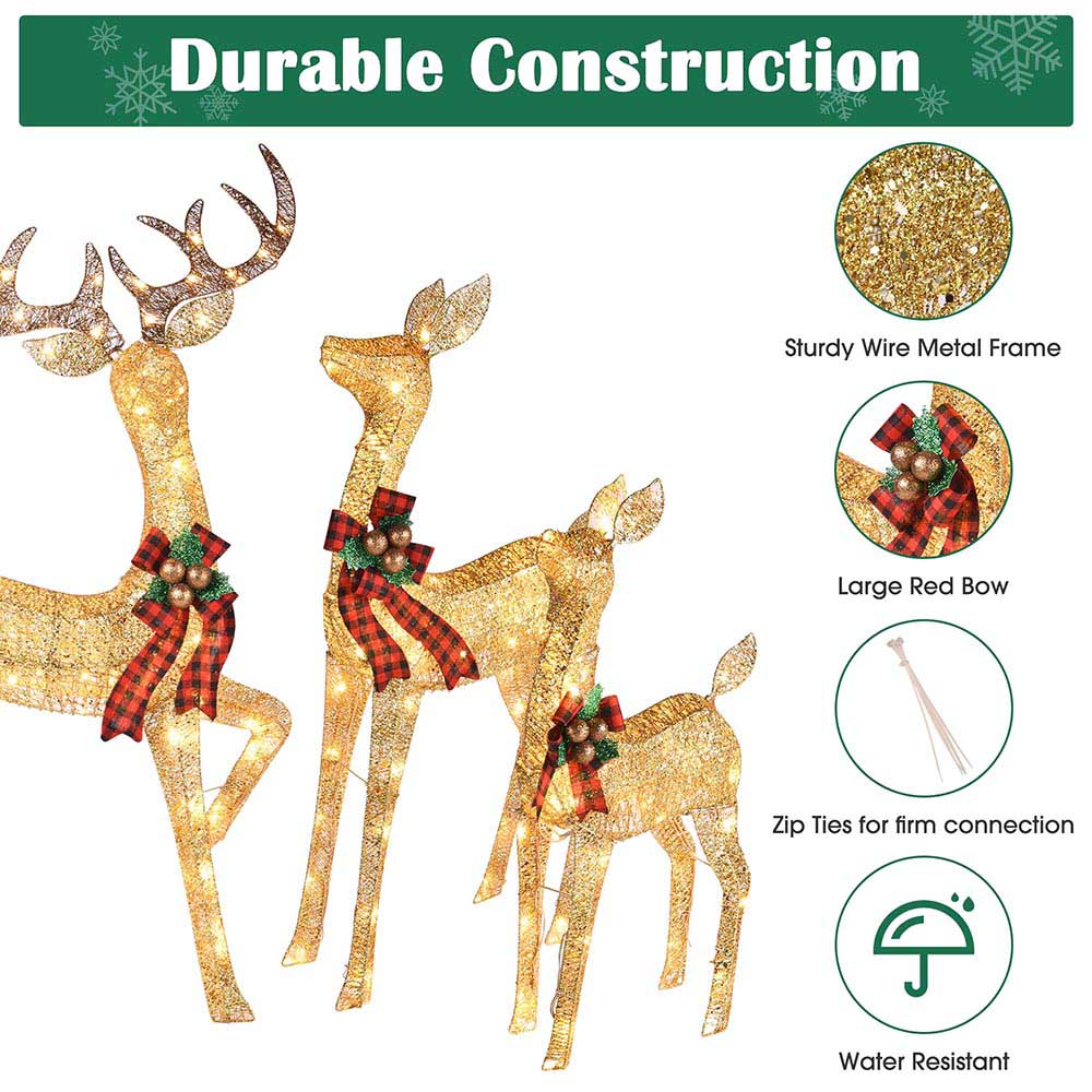 Yescom Outdoor Lighted Christmas Reindeer Family 3pcs Image