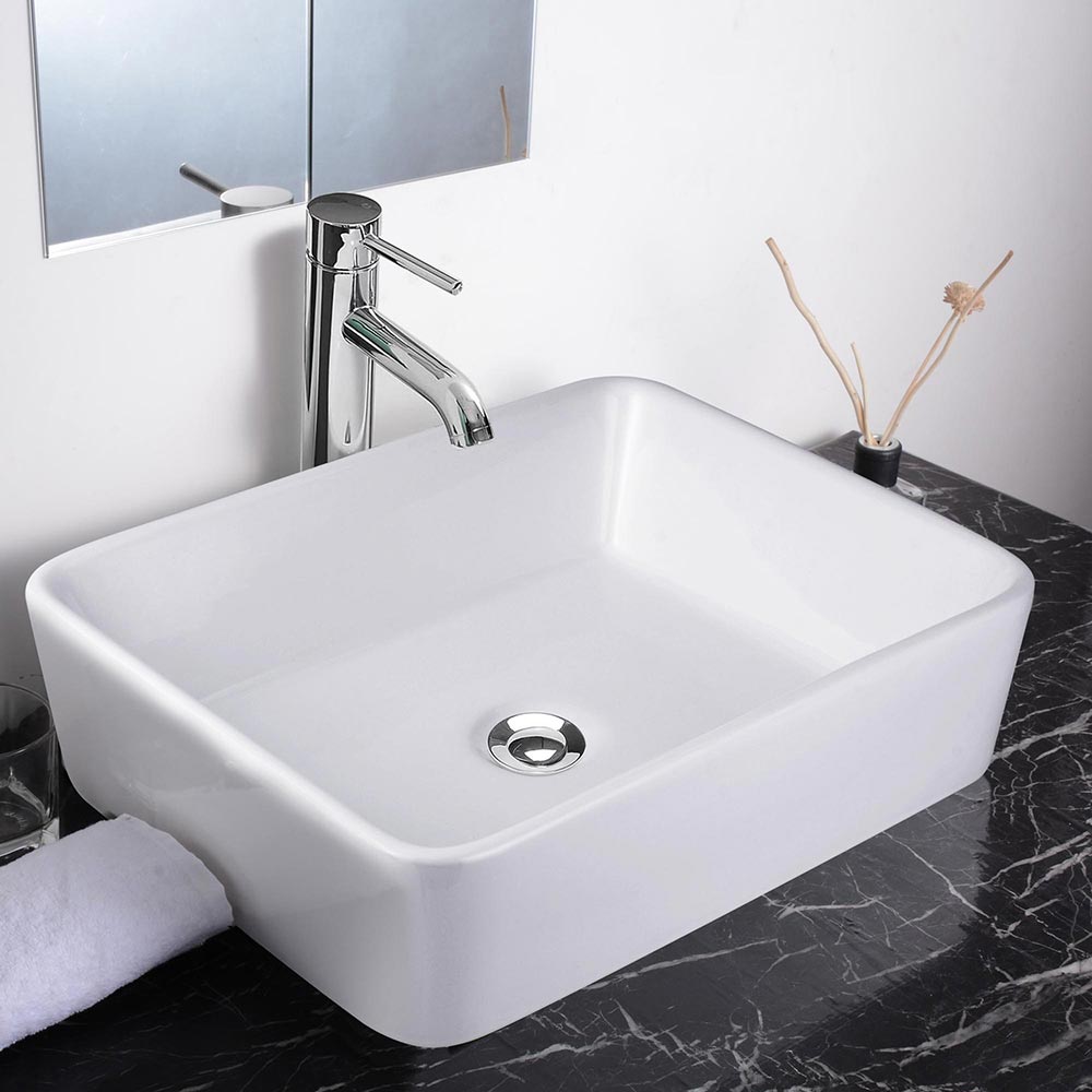 Yescom 19x16 Rectangular Porcelain Sink Bathroom Vanity w/ Drain Image