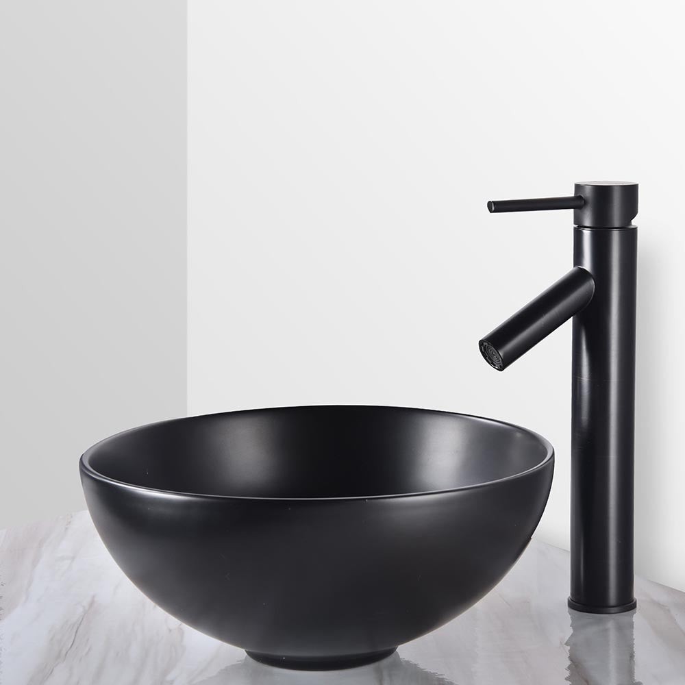 Yescom Bowl Porcelain Bathroom Sink w/ Drain 12" Image