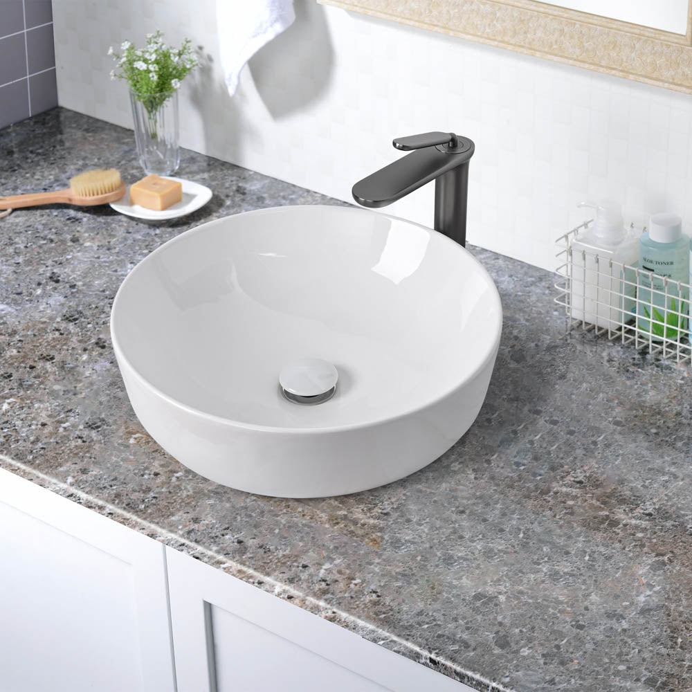 Yescom Bathroom Sink Vessel Bowl Pop Up Drain 16" Image