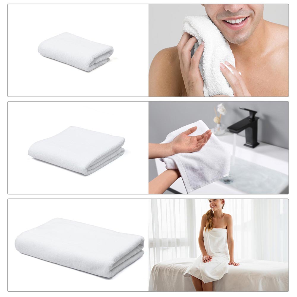 Yescom 3Pcs Bathtub Towel Sets Bath Hand Face Towels, White Image
