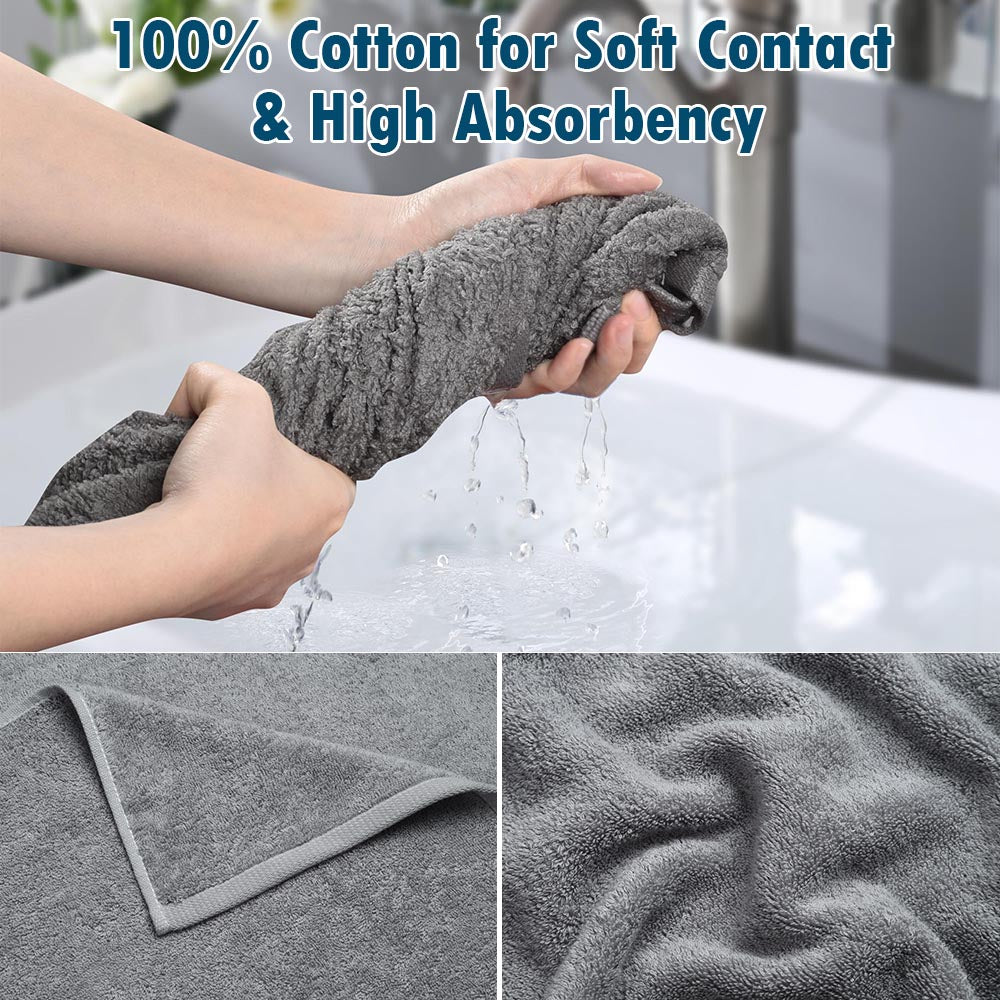 Yescom 28"x53" Bath Towel Grey 380Gsm Ring Spun Cotton Hotel Image