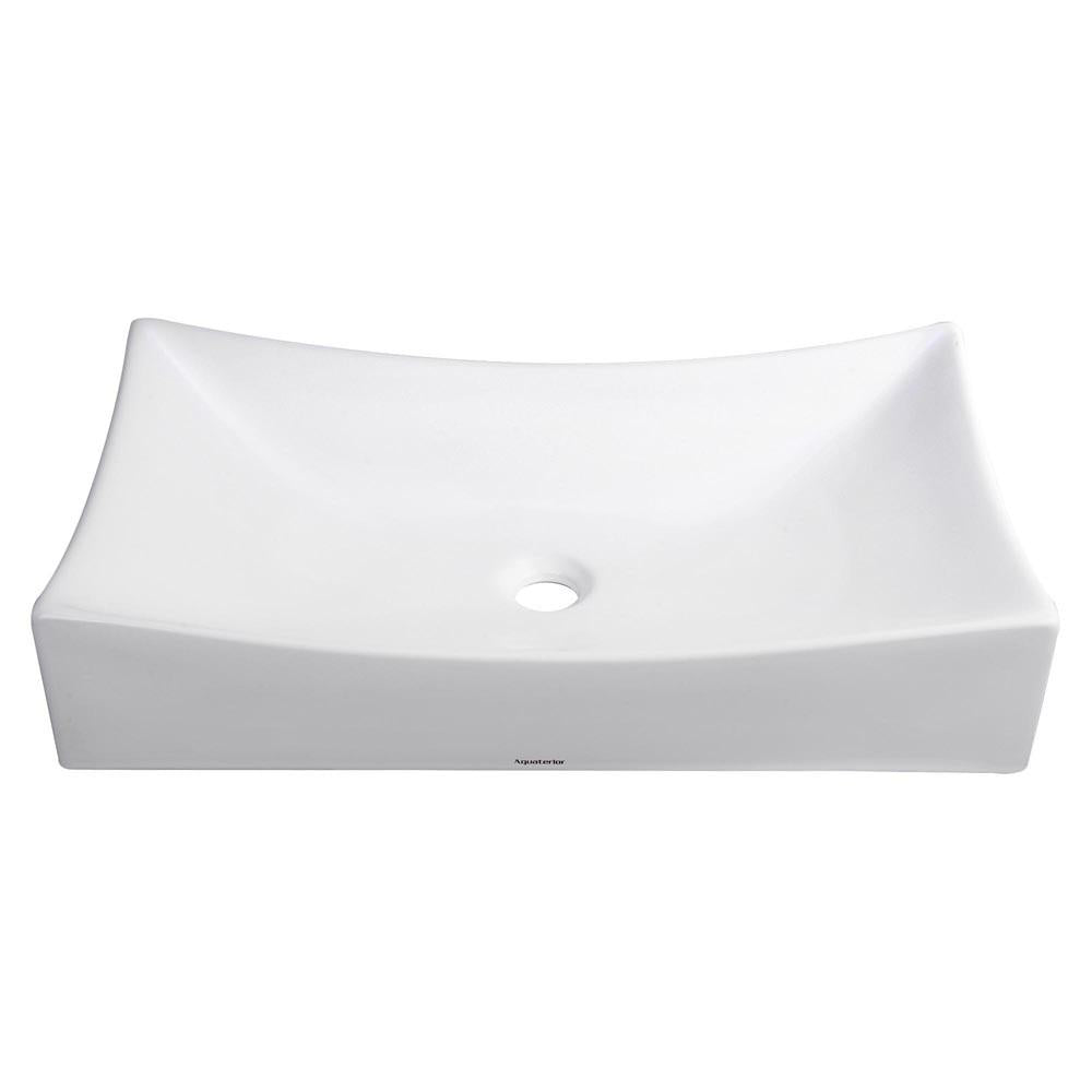 Yescom 26" Rectangular Porcelain Sink Vessel w/ Drain Image