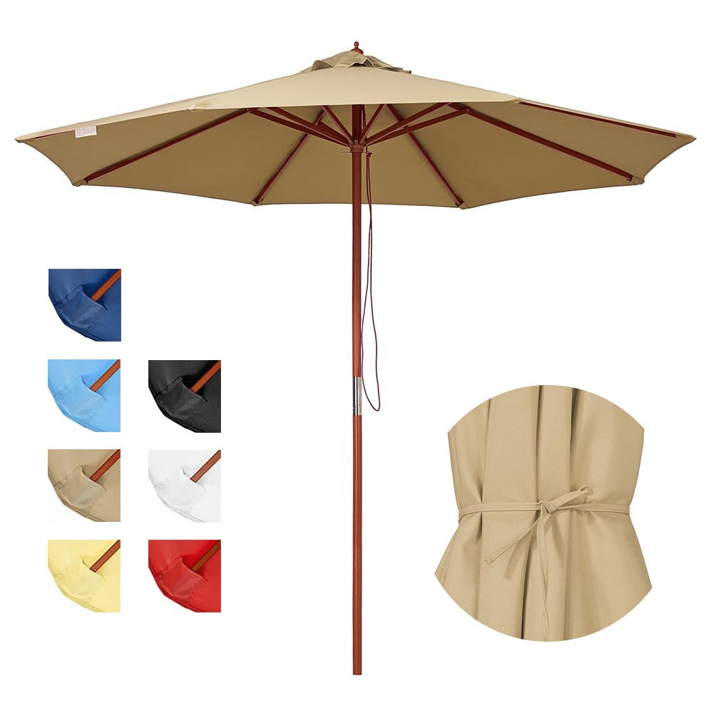 heavy duty wood patio umbrella Yescom 9ft Patio Wood Market Umbrella Multiple Colors