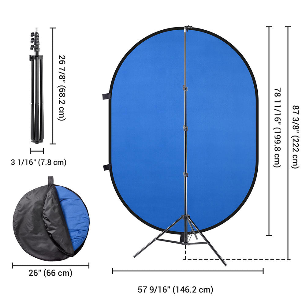 Yescom Blue-Green Chromakey Collapsible Background with Stand, 5'x7' Image