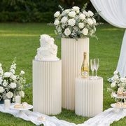 Yescom Off-White Paper Column Pedestal Stands 3ct. (16",24",32") Image