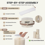 Yescom Off-White Paper Column Pedestal Stands 3ct. (16",24",32") Image
