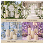 Yescom Off-White Paper Column Pedestal Stands 5ct. (8",16",24",32",40") Image