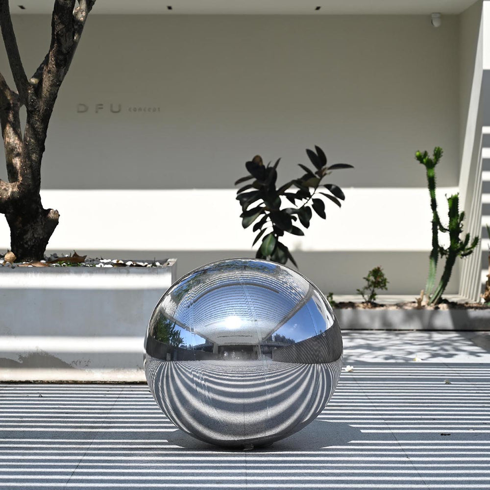 Yescom Inflatable Mirror Balloon with Iridescent, Gold, Silver, Black Options, 32in Silver Image