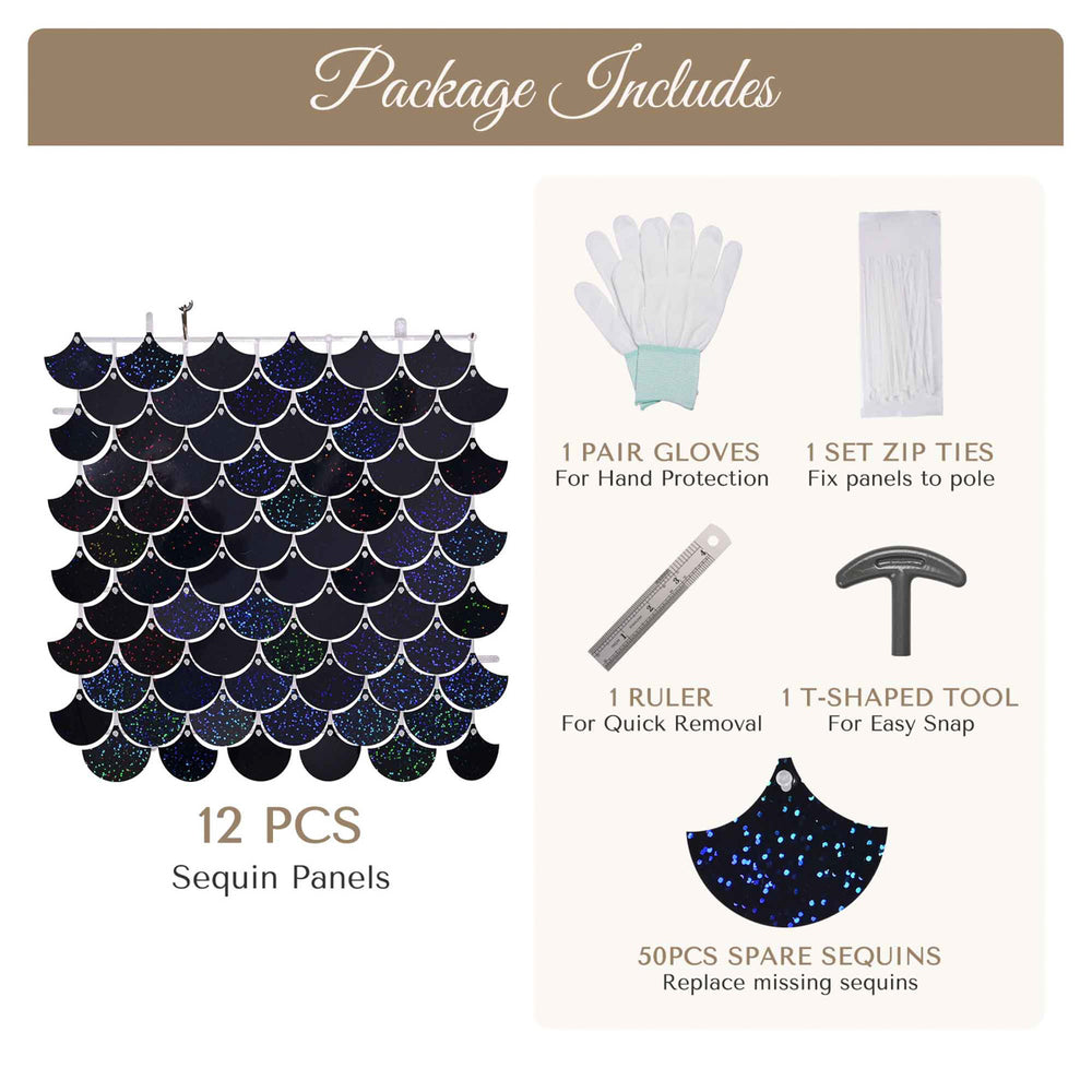 Yescom Scallop Sequin Shimmer Wall Backdrop Color Options Image