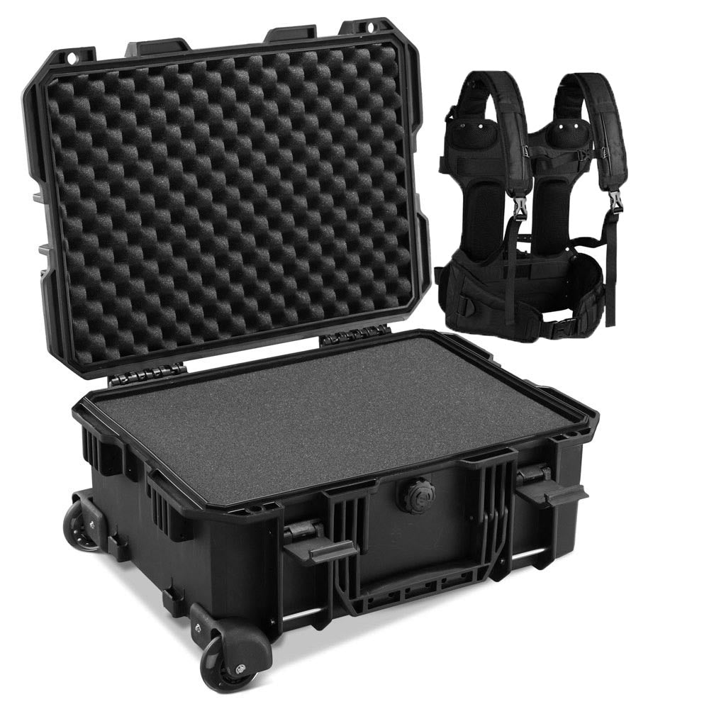 Yescom Waterproof DSLR Camera Case with Wheels Backpack & Foam Image