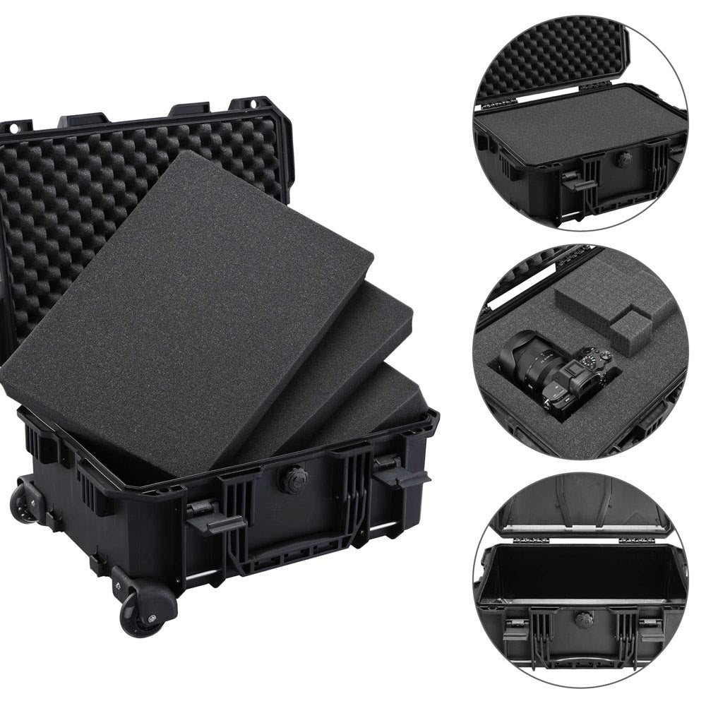 Yescom Waterproof DSLR Camera Case with Wheels Backpack & Foam Image