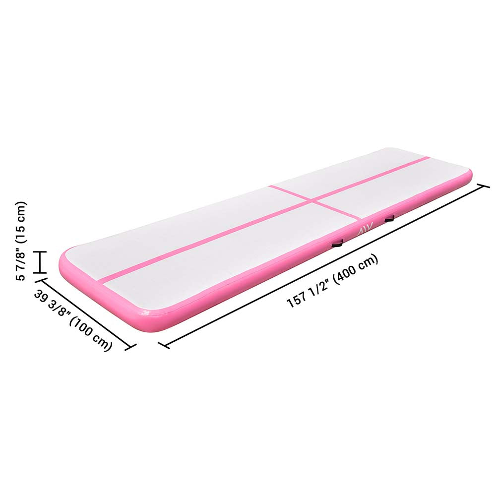 Yescom 13ft Air Tumble Track Gymnastics Mat with Pump, Pink Image
