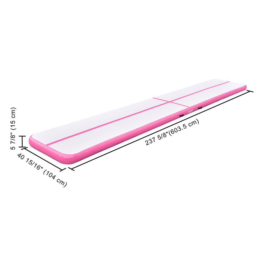 Yescom 20ft Air Tumble Track Gymnastics Mat with Pump, Pink Image