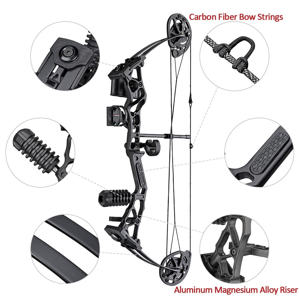 Yescom Youth Compound Bow Kit 16-28lbs with 6 Carbon Arrows Image