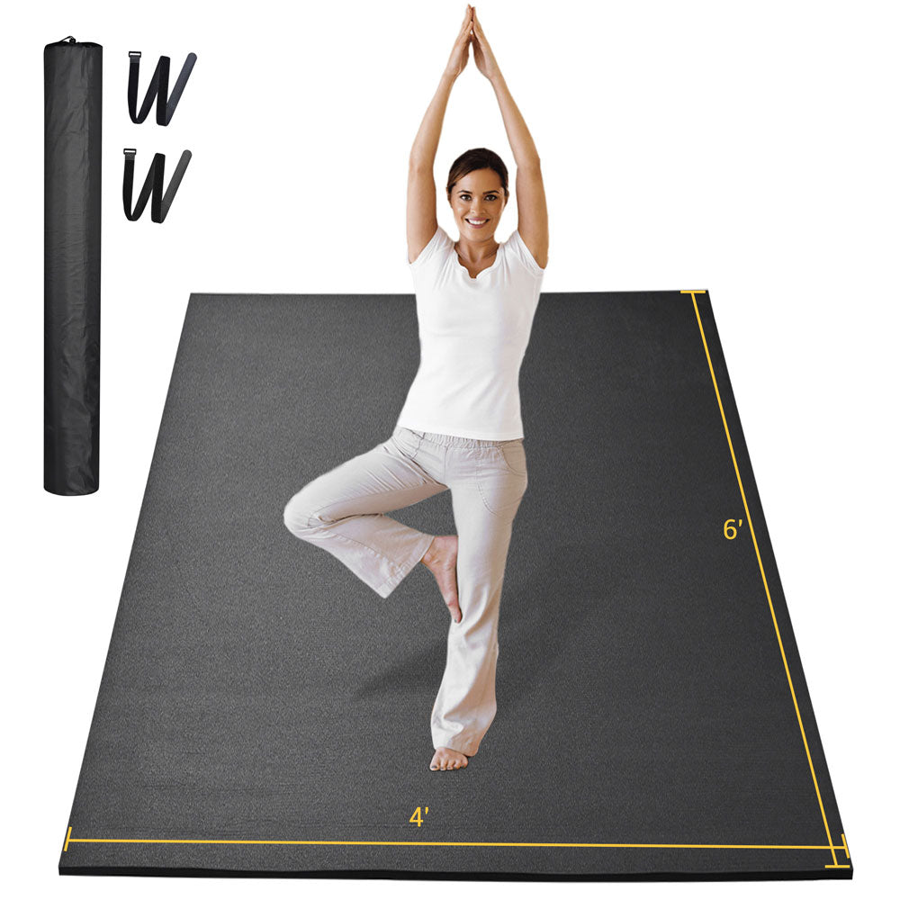 Yescom 6x4ft Yoga Mat 1/4"Thick Anti-Slip Black Image