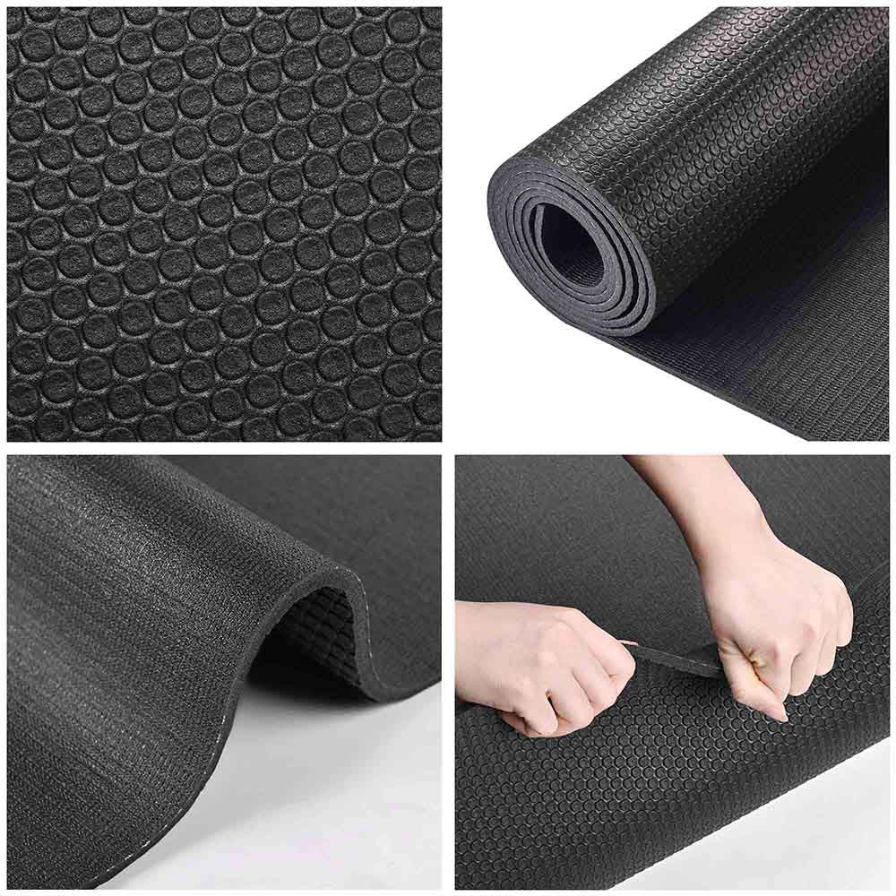 Yescom 3/16" Black Yoga Mat Workout Gym Floor Mat 6.5x3ft Image