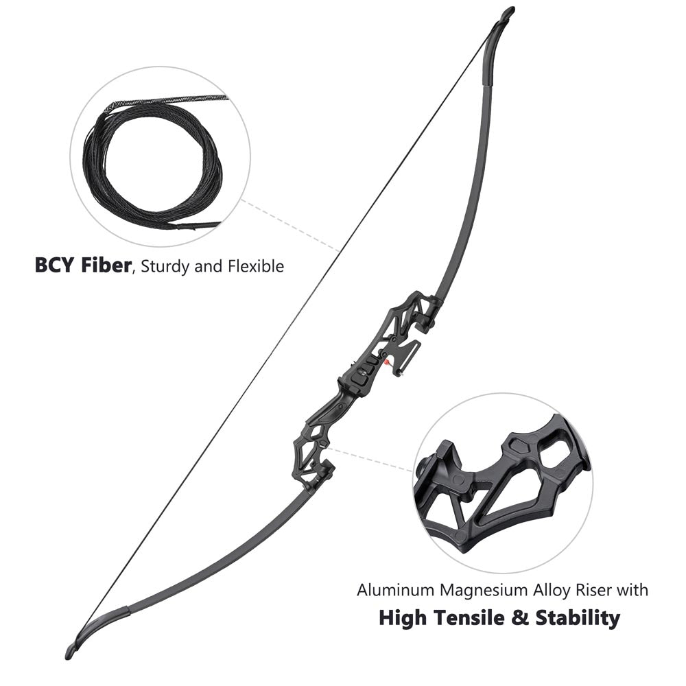 Yescom Recurve Bow Kit Longbow Right Hand 53in 40lbs Image