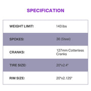 Yescom 20 inch Mountain Unicycle for Adults and Teens Municycle Purple Rim Image